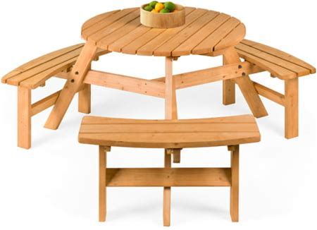 Best Choice Products 6-Person Circular Outdoor Wooden Picnic Table