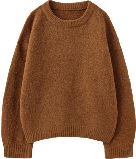 Liny Xin Women's Cashmere Oversized Loose Knitted Crew Neck Long Sleeve Sweater